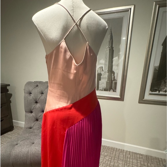 Bundle - Color blocked, pleated, satiny, flowy midi dresses! Price is for both. - Picture 2 of 6